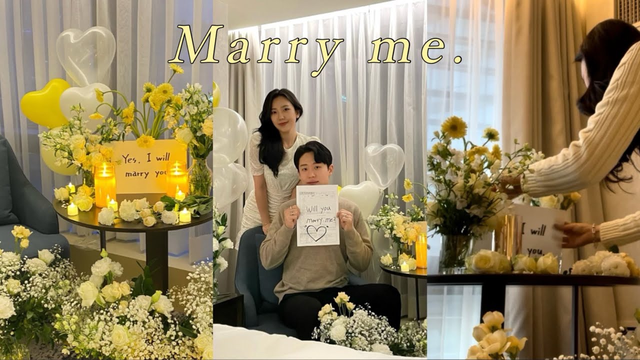 진짜 제가 직접 다했어요,,!!🌼🤍 ・ 호텔 답프로포즈 ・ 셀프 꽃장식 프로포즈  ・ 고속터미널 꽃시장 ・ Propose