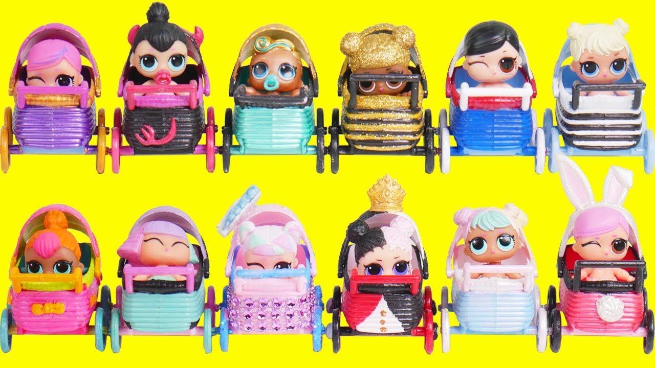 LOL Surprise Dolls Mix Custom Strollers with Lil Sister Fuzzy Pets | Toy Egg Videos