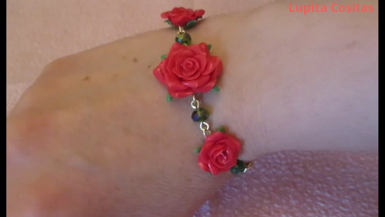 COMO HACER UNA PULSERA DE ROSAS CON PORCELANA FRIA CASERA