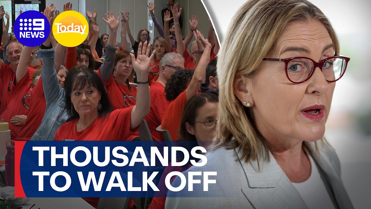 Biggest pay strike in a decade as 30,000 teachers walk off the job in Victoria | 9 News Australia