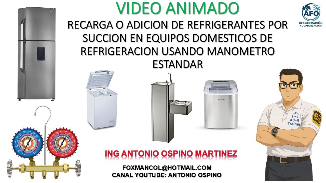 ADICION O RECARGA REFRIGERANTE POR SUCCION EN EQUIPO DOMESTICO REFRIGERACION CON MANOMETROS ESTANDAR