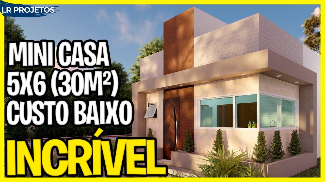MINI CASA KITNET – Mini casa de 30m² 5x6 COM DOIS QUARTOS – Casa 3D