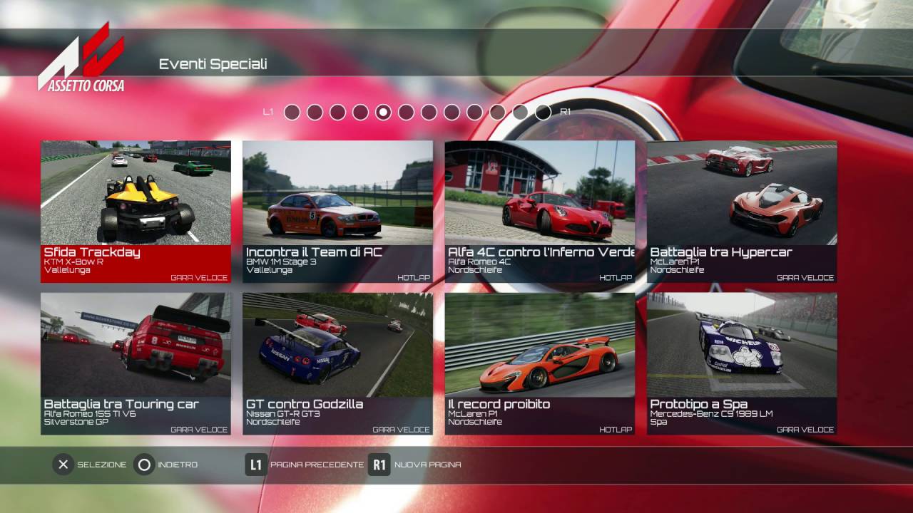 Assetto Corsa (PS4) Menu ed Impostazioni ITA