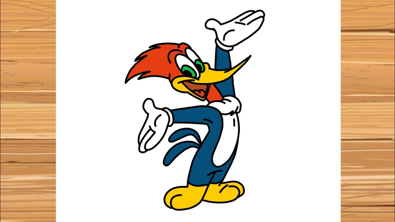 como desenhar o Pica-Pau passo a passo o corpo inteiro-how to draw woodpecker step by step full body