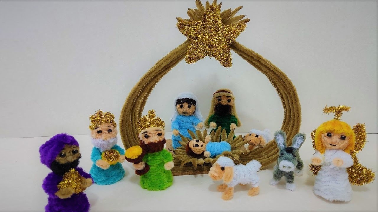 Nacimiento navideño  hecho con  limpiapipas paso a paso /Decoración navideña - pipecleaner
