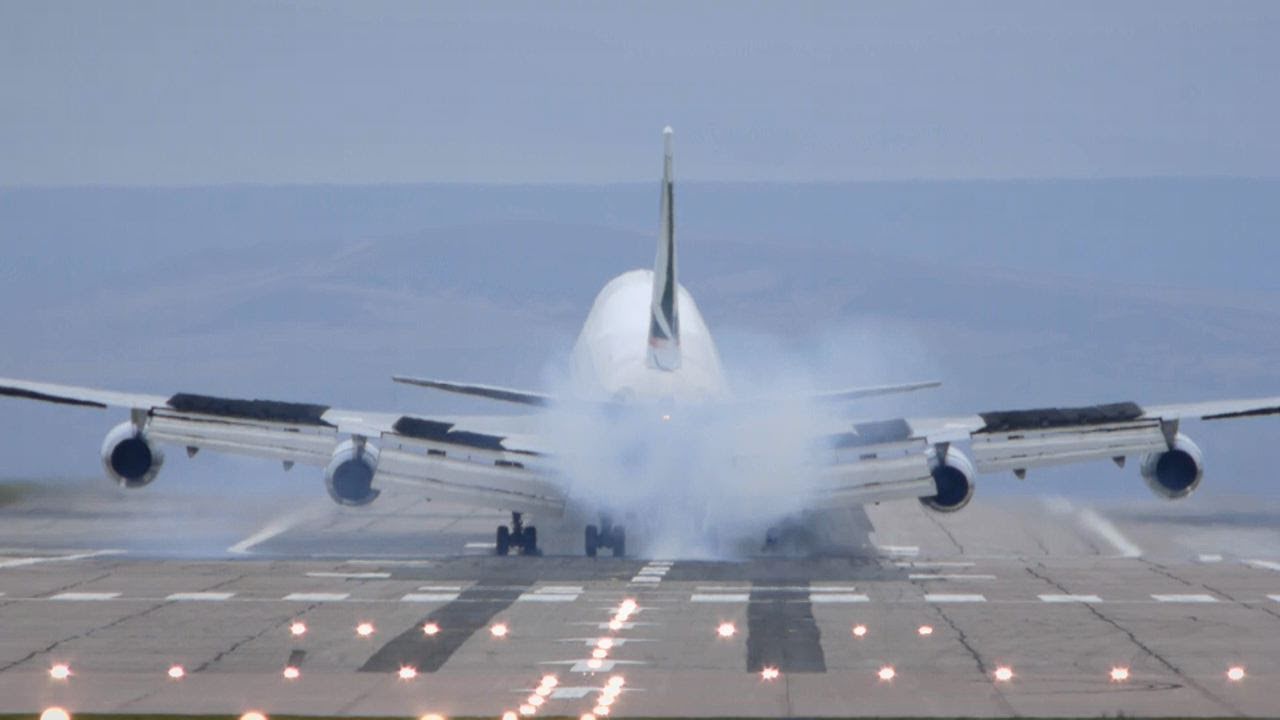 747 amazing tire smoke vortices
