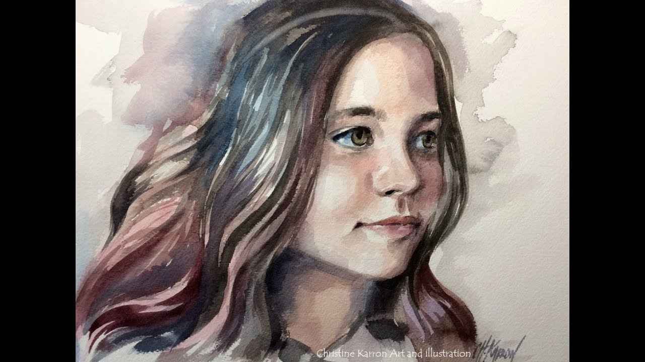 Watercolour portrait painting demo by Ch.Karron