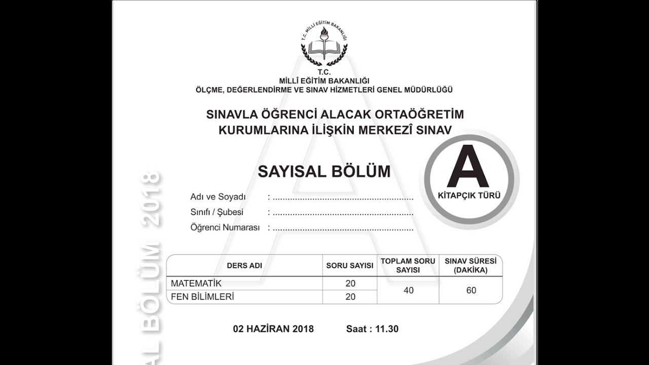 2018 LGS MATEMATİK SORULARIN ÇÖZÜMLERİ