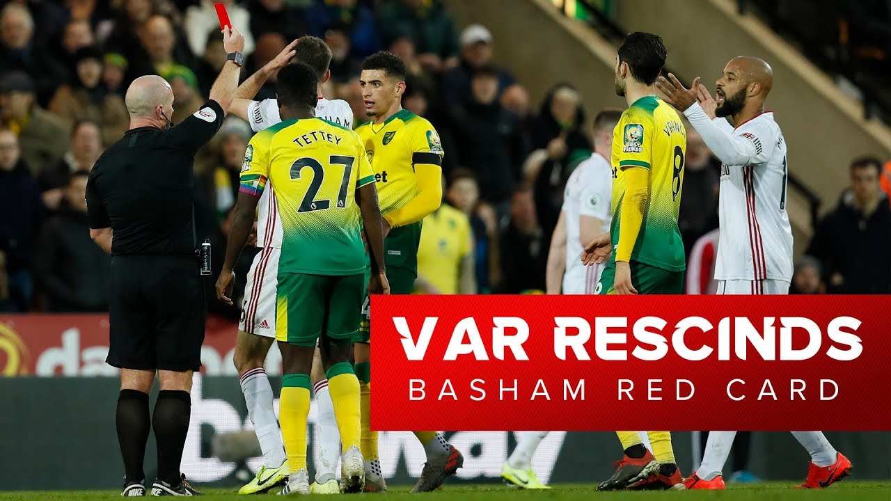 VAR rescinds Chris Basham Red Card  |  First ever rescinded red card in the Premier League