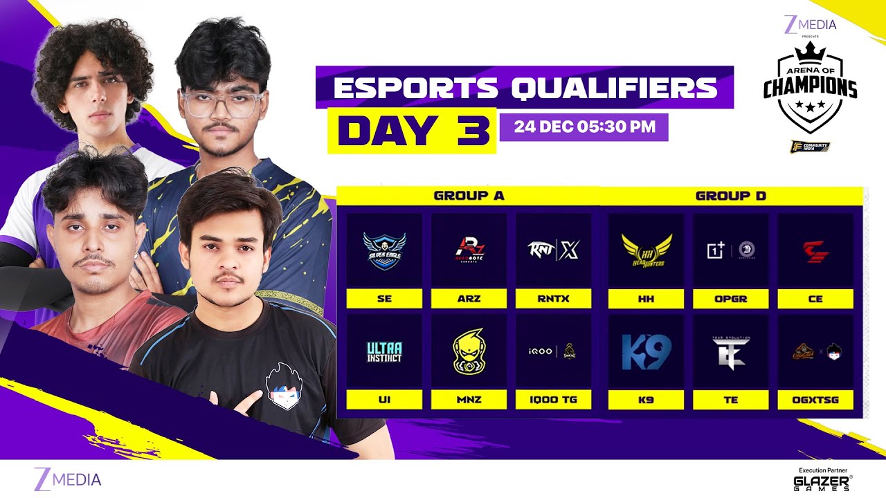 Zee Media Arena of Champions | Esports Qualifiers Day 3 | Group AxD #tsg #totalgaming #k9esports