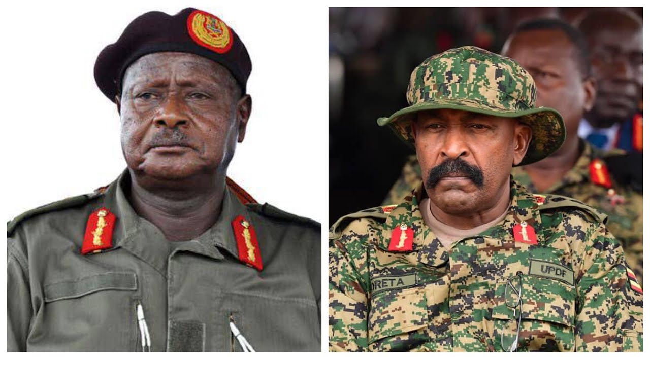 MUSEVENI RETIRES GEN KORETA AND OTHER TOP UPDF OFFICERS AT STATEHOUSE ENTEBBE.