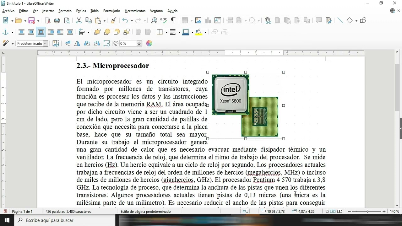 Libreoffice 7.  Writer.  Imágenes: Tamaño, anclaje y posición