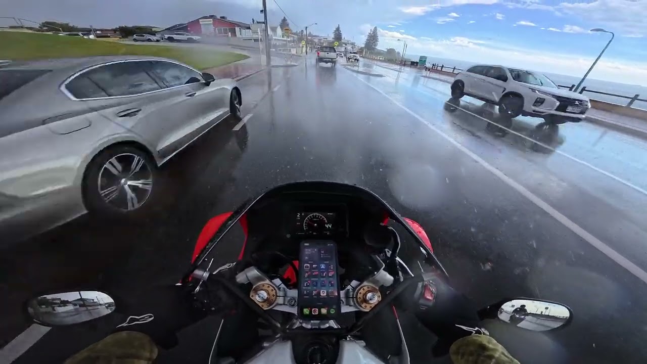 POV Motorcycle Ride in HEAVY Rain | Slippery Roads & REAL Consequences