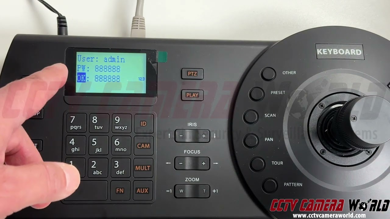 Password options on the PT500 PTZ controller