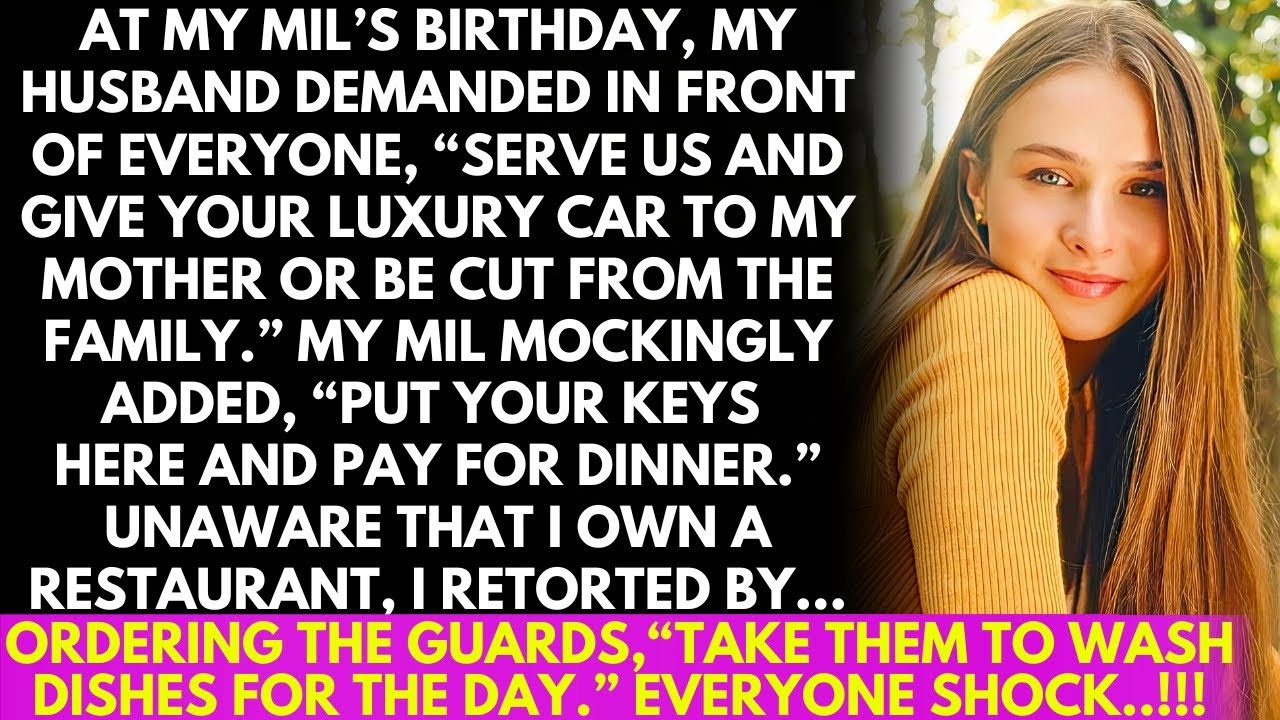 At my MIL's birthday, my husband demanded I serve guests and gift her my luxury car, threatening me!