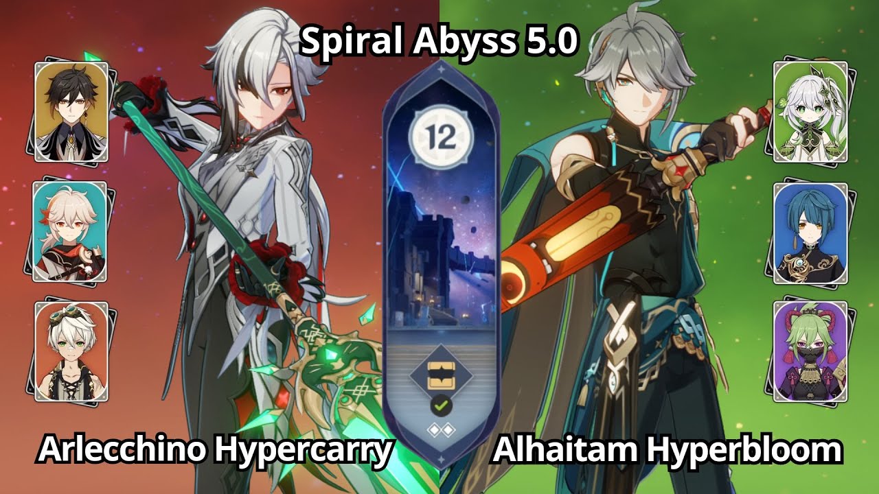 C0 Arlecchino Hypercarry & C0 Alhaitam Hyperbloom - Spiral Abyss 5.0 Floor 12 Genshin Impact