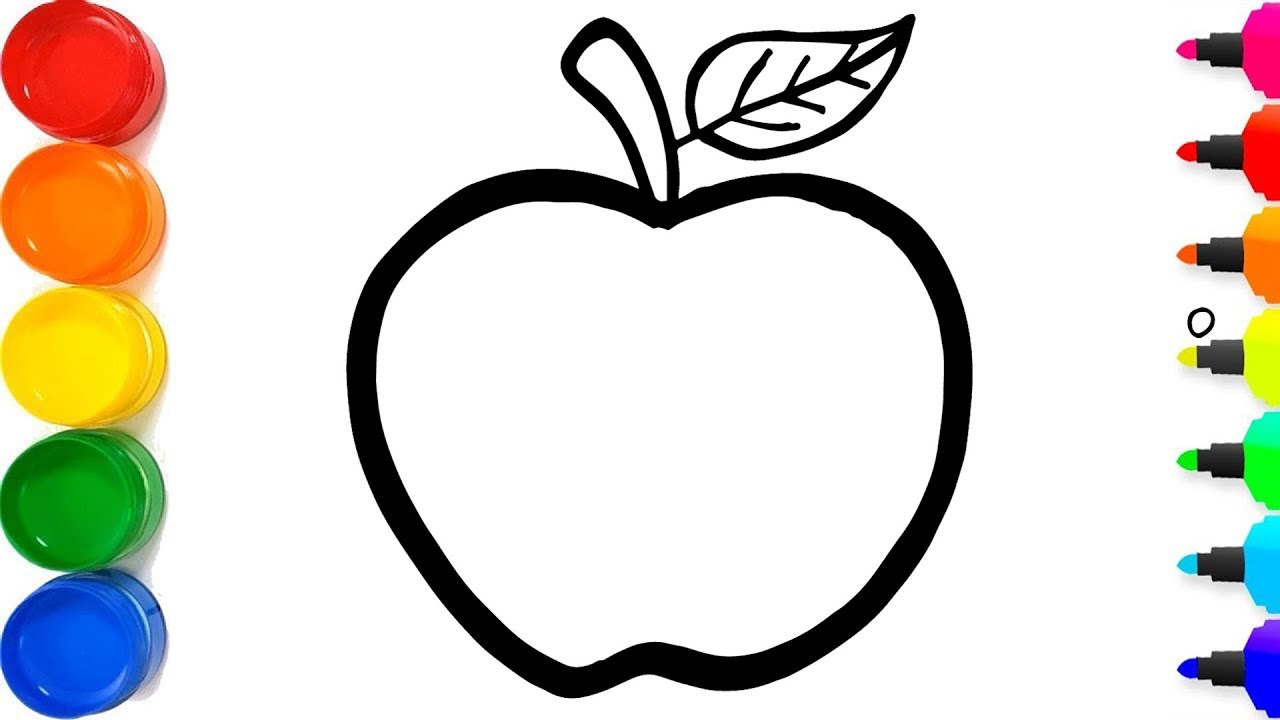 Glitter Rainbow Apple coloring and drawing for Kids - Cara Menggambar dan Mewarnai Apel