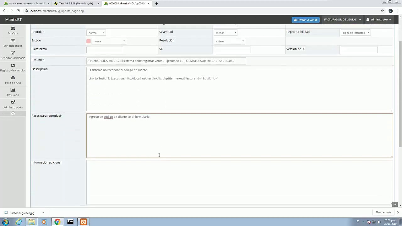 Integración Mantis y Testlink