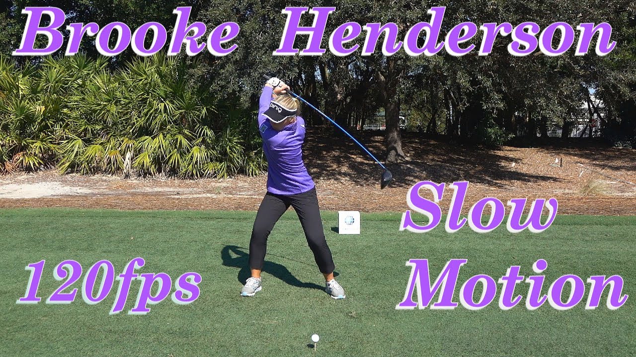 BROOKE HENDERSON 120fps SLOW MOTION FACE ON DRIVER GOLF SWING 1080 HD