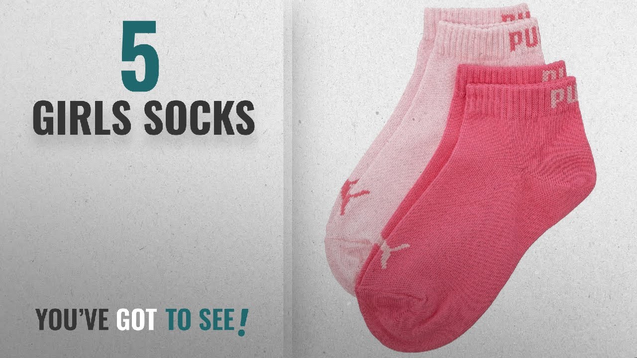 Top 10 Girls Socks [2018]: Puma Sports Socks Kids Quarter (2 Pair Pack) - Pink Lady Mix, UK 12-1.5