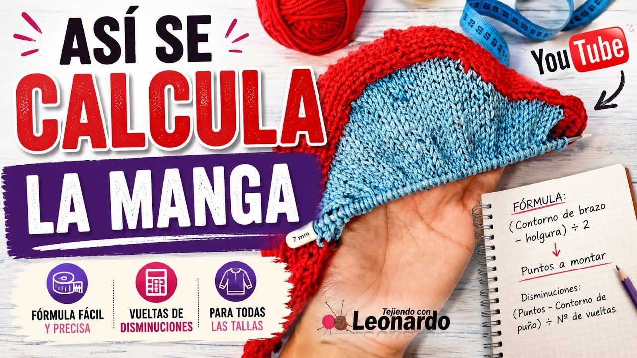 Cómo hacer mangas a dos Agujas para suéter o saco/ Rápido y Fácil!