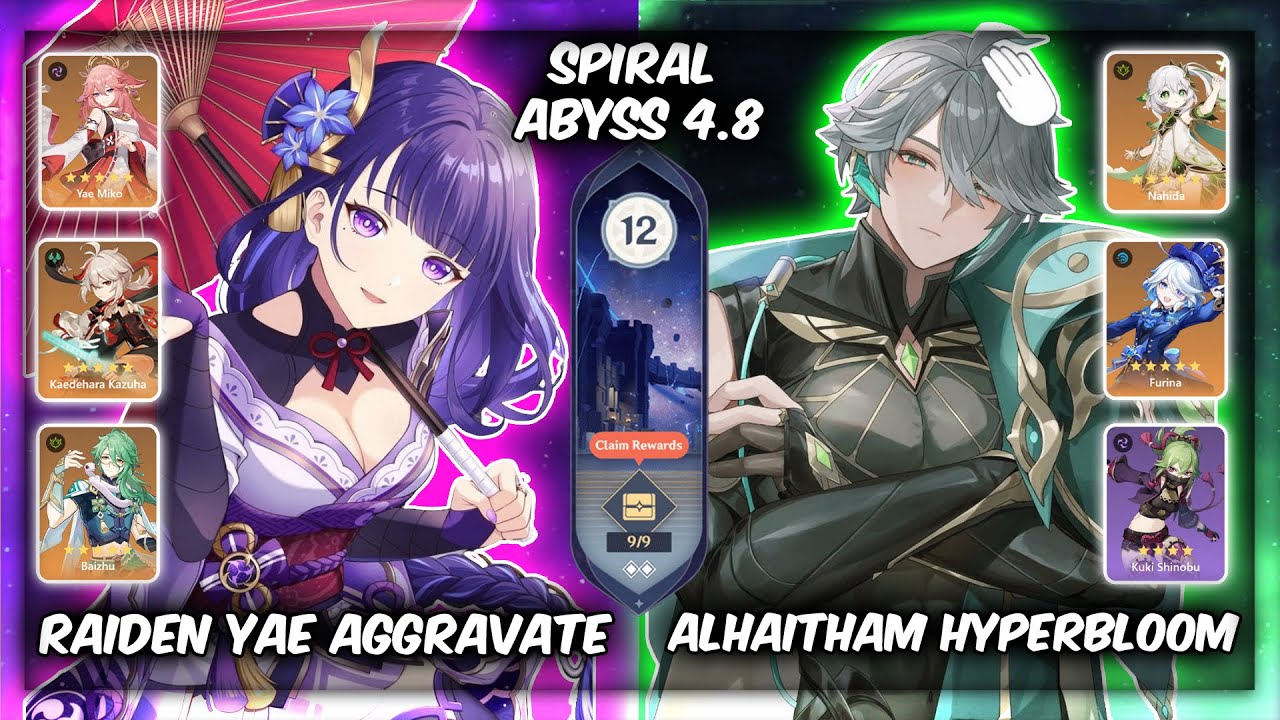 C3 Raiden Yae Aggravate & C1 Alhaitham Hyperbloom | Spiral Abyss 4.8 | Genshin Impact