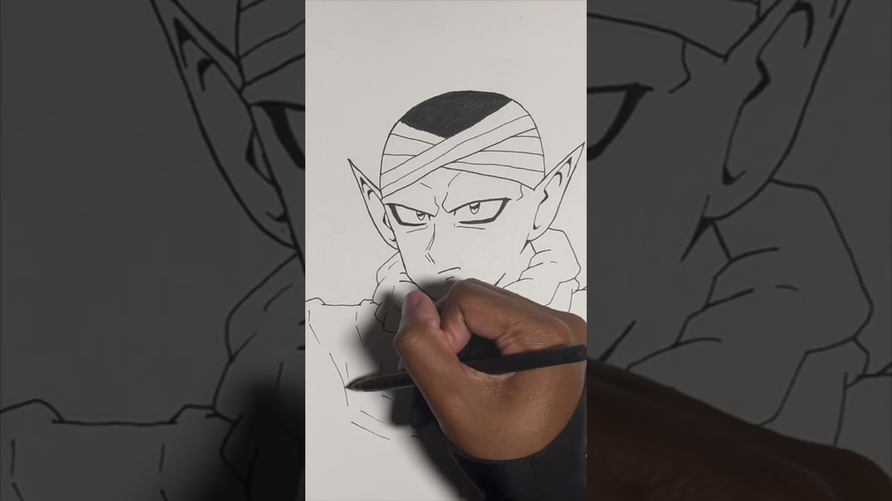 Drawing and inking piccolo in my art style!🥒🐉 #dragonball #lofi #piccolo #drawingstyles #drawing