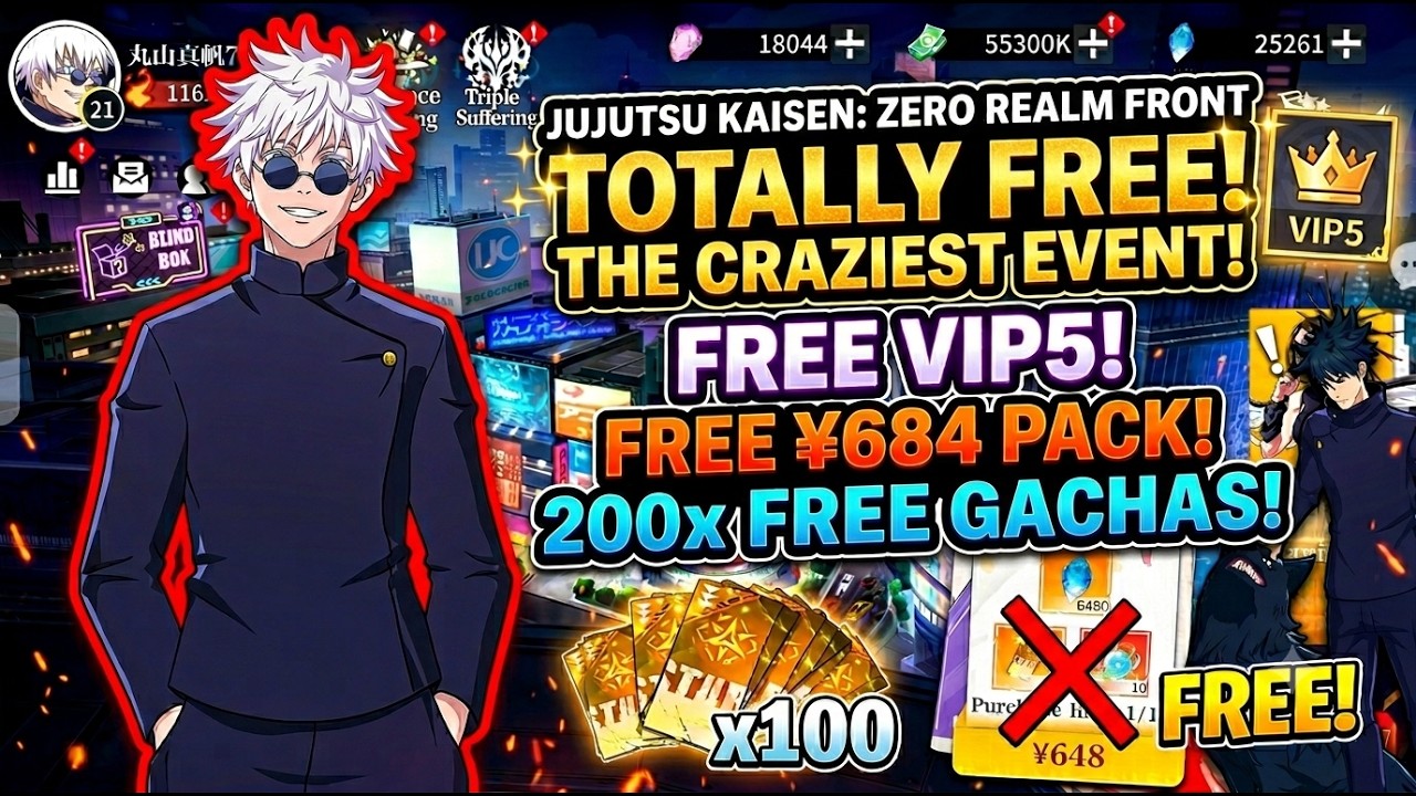 CRAZIEST EVENT! FREE VIP 5 & 200x Gacha in Jujutsu Kaisen Zero Realm Front 🔥