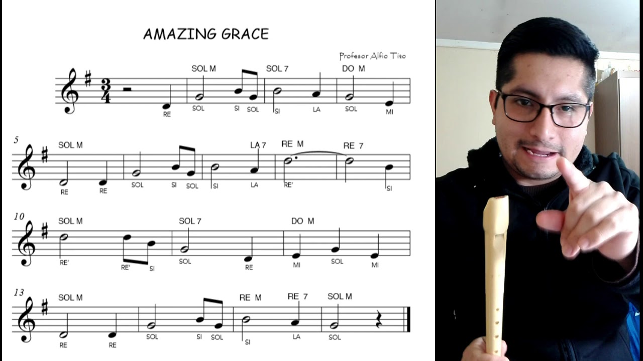 Sublime Gracia (Amazing Grace) -  flauta dulce soprano.