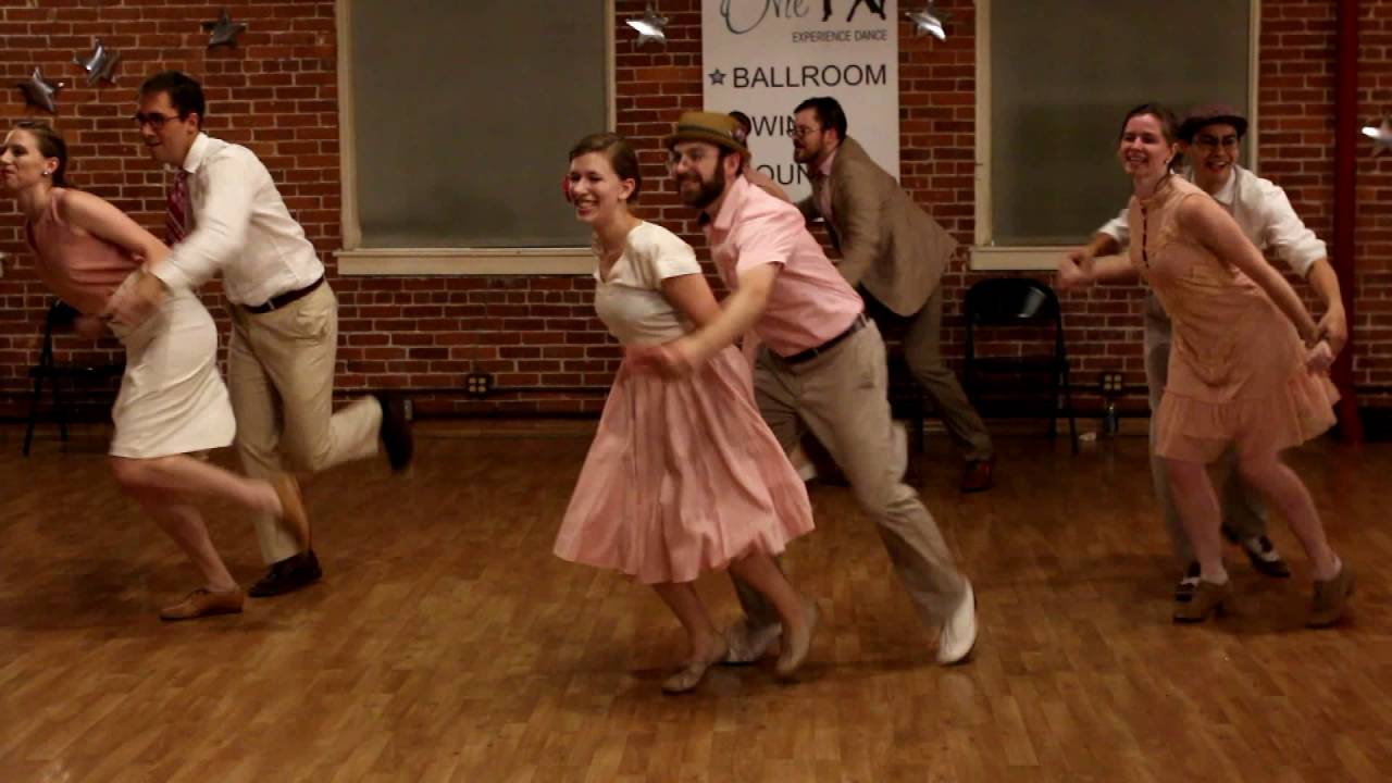 The Boston Lindy Hop Instructors performing a choreography by Katie Piselli