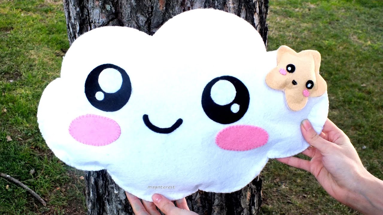 DIY COJÍN kawaii de nube + estrella desplegable (sin coser)