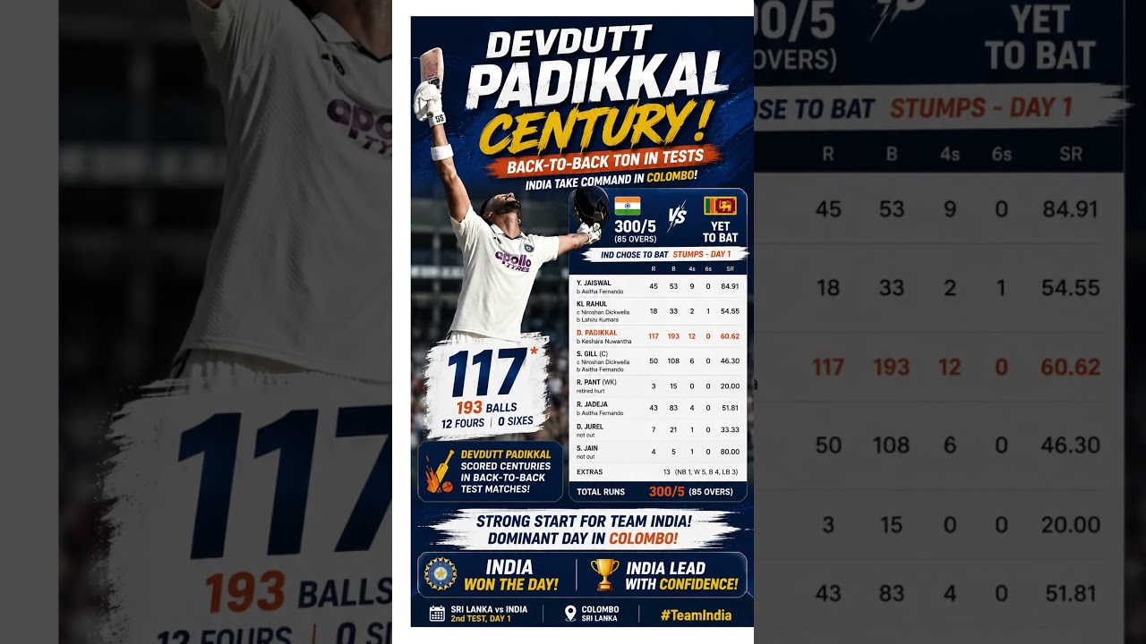 Sri Lanka vs India 2nd Test 2026 Highlights || 🔥 Devdutt Padikkal&rsquo;s Back-to-Back Test Century!