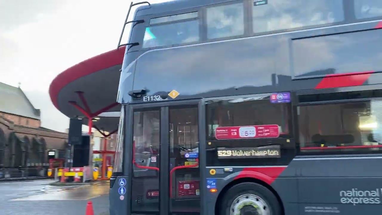 National Express West Midlands Wright StreetDeck Electroliner ⚡E1132 Bus Route 529 Wolverhampton 