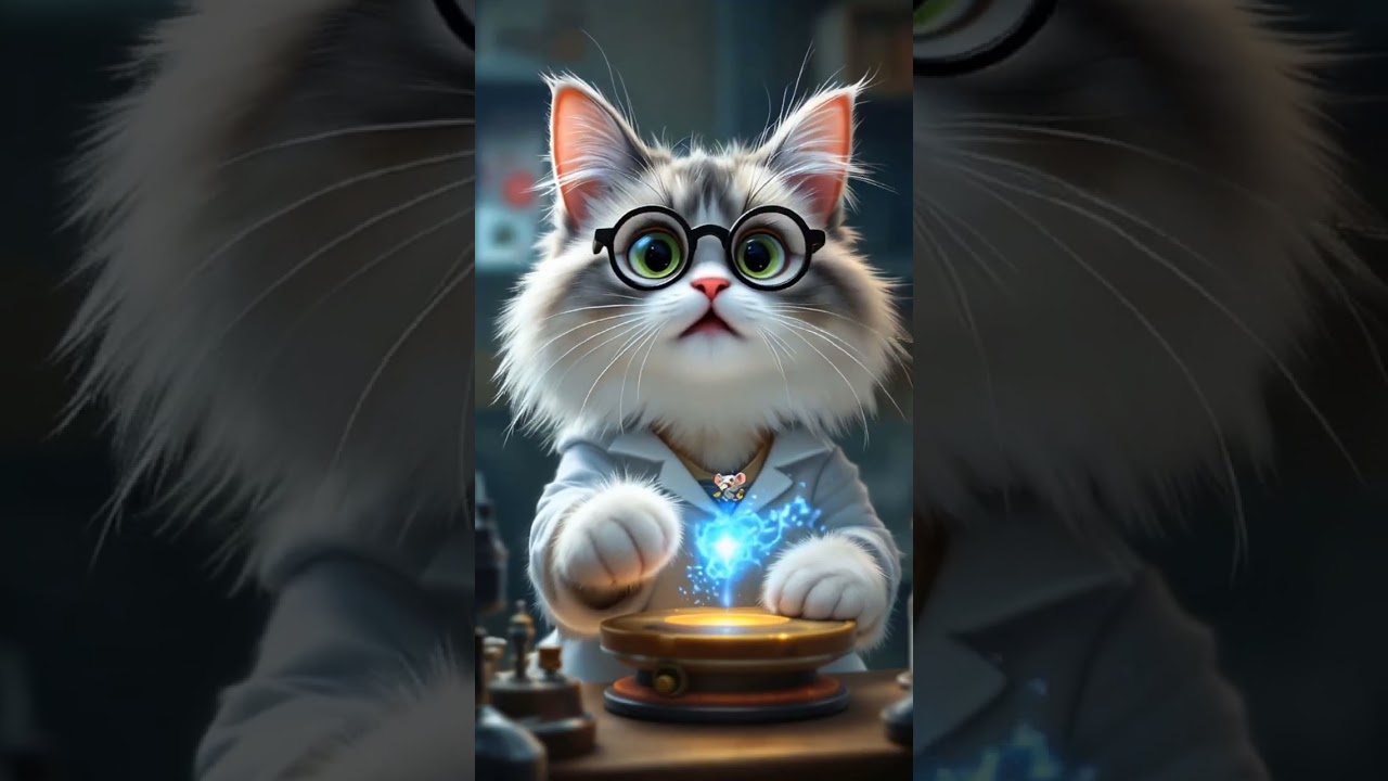 Fluffy Cat Scientist Defies Gravity! 🚀😂