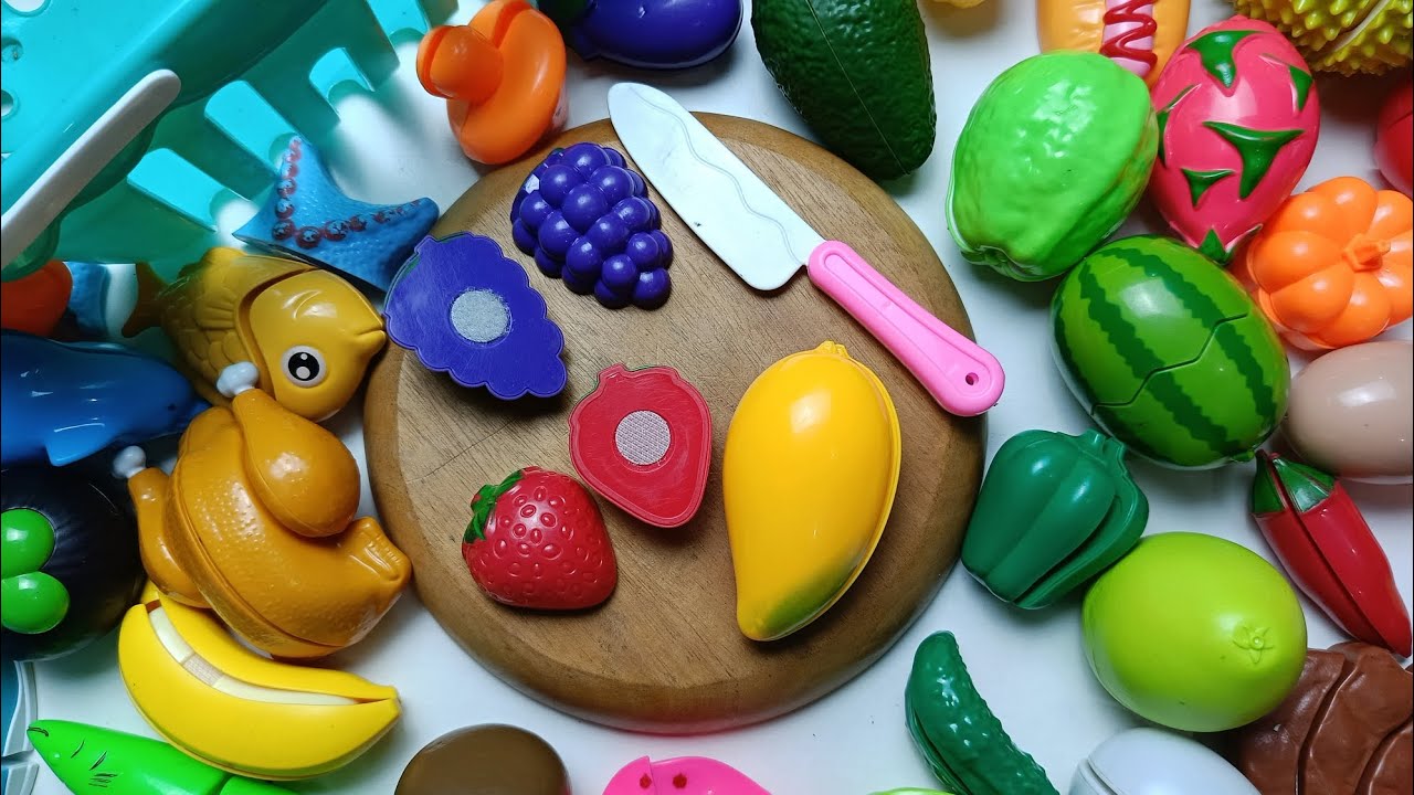 Asmr Cuts Fruit, Vegetables, Sea  nimals, There are Strawberry, Grape, Pear, Mango | Video #275