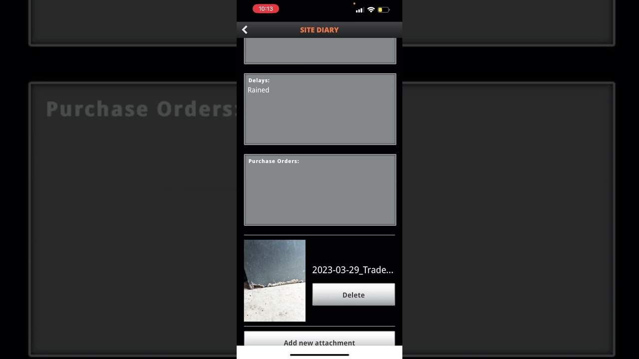 Site diary with attachment uploads #construction