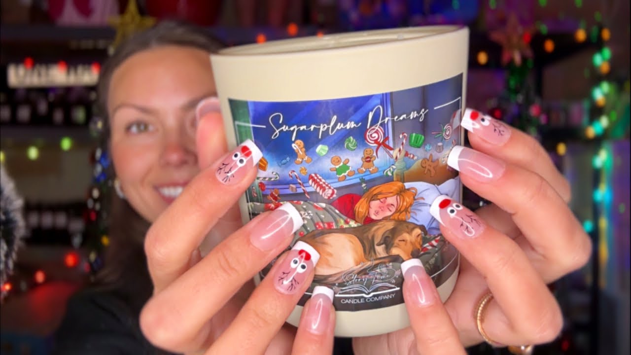 asmr/ explaining ALL of my CHRISTMAS CANDLES🎄🎅🏼 (tapping, whispers, my small business)