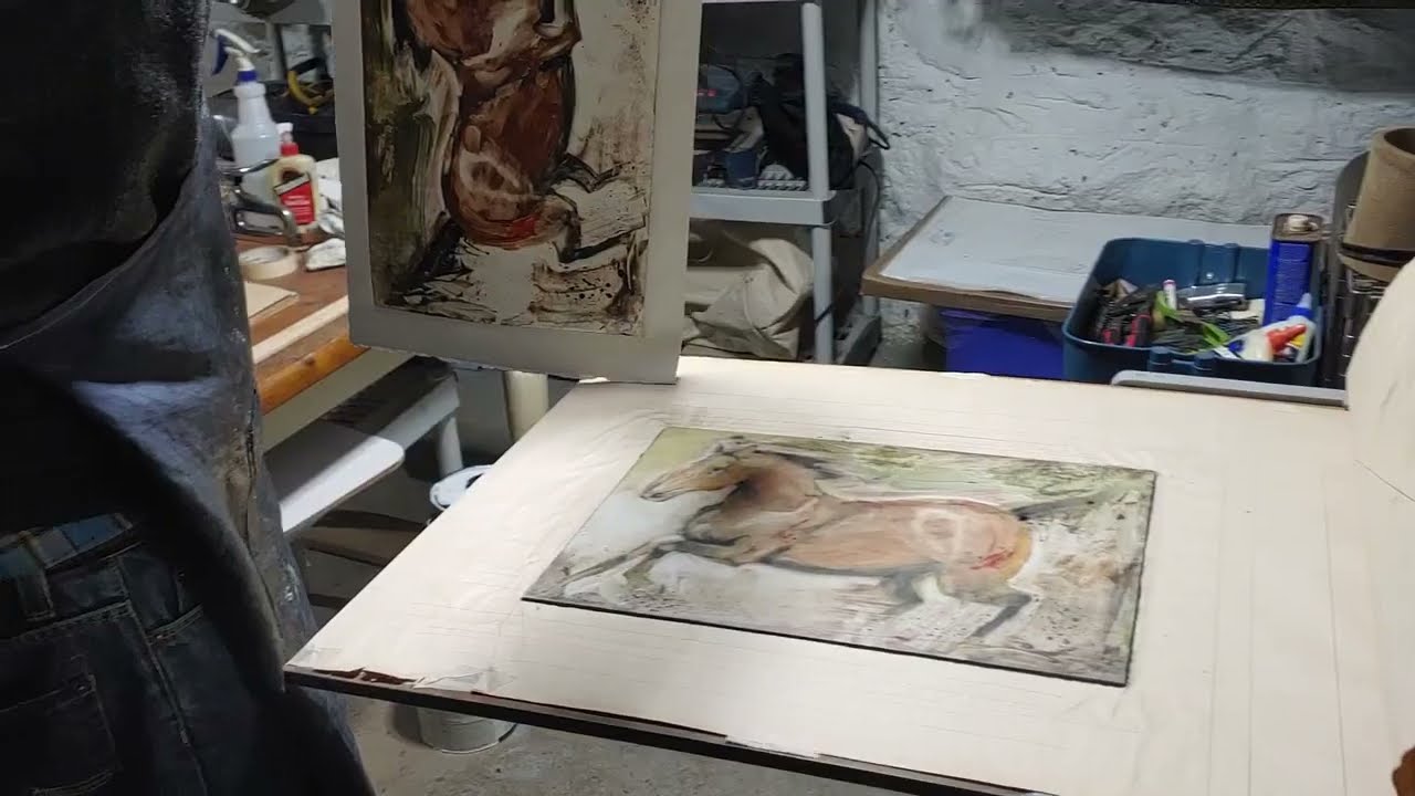 Pulling a Horse Monotype on my Dungeon Press