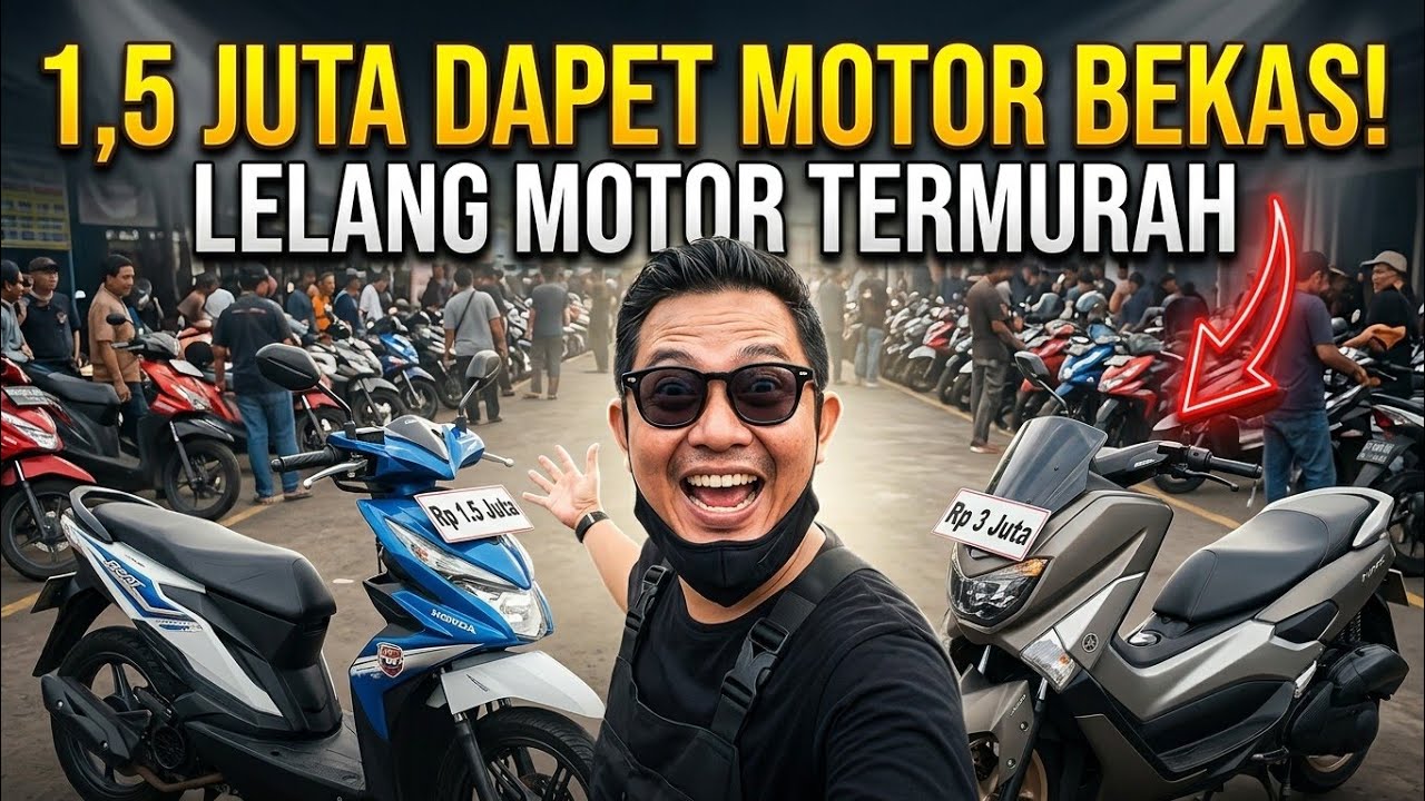 1,5 JUTA DAPET MOTOR BÈKAS !! LELANG MOTOR SEKEN TERBESAR JAKARTA | STOK  DATANG TERUS | IDE USAHA!