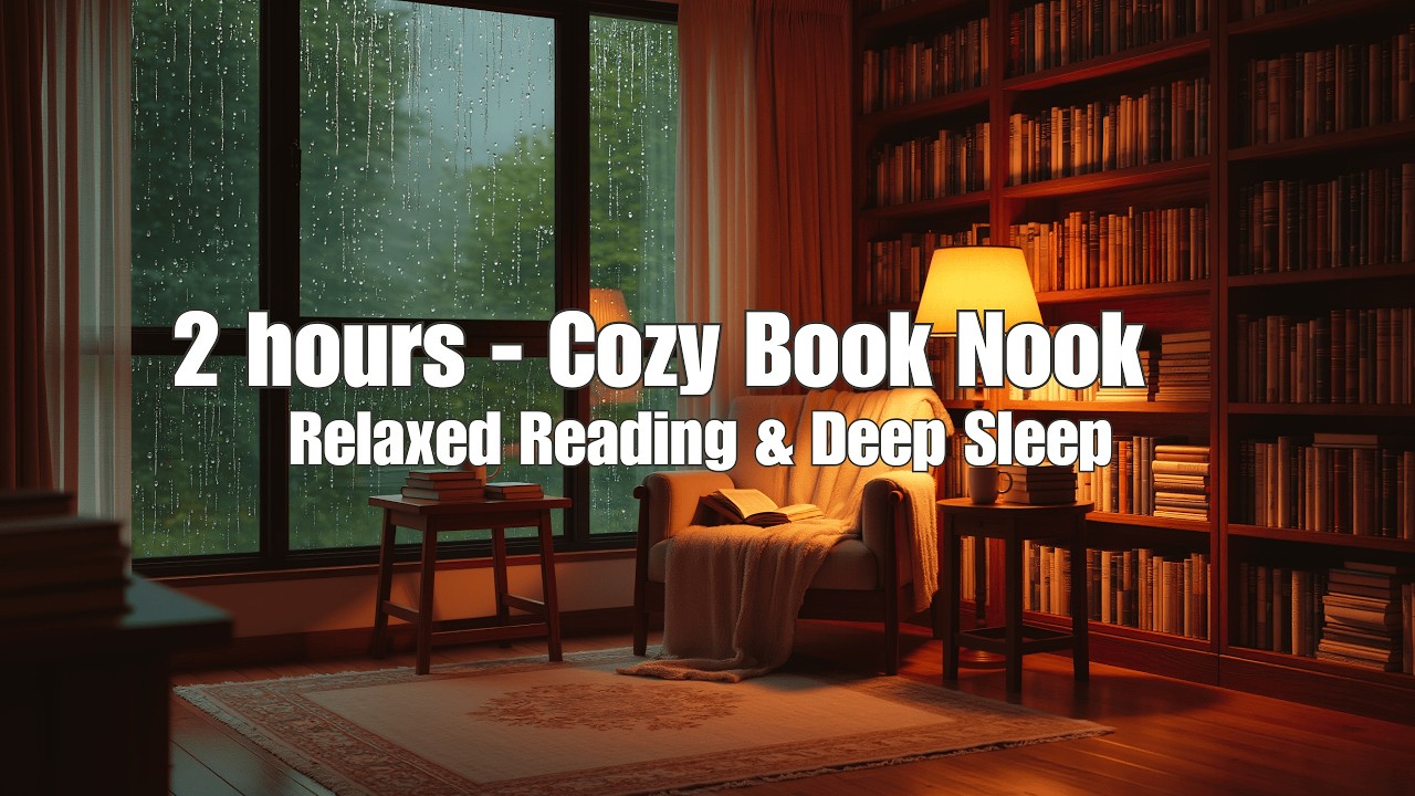 Cozy Book Nook Rain | Soft Jazz Piano 65 BPM 432Hz for Relaxed Reading & Deep Sleep 📖🌧️ #reading