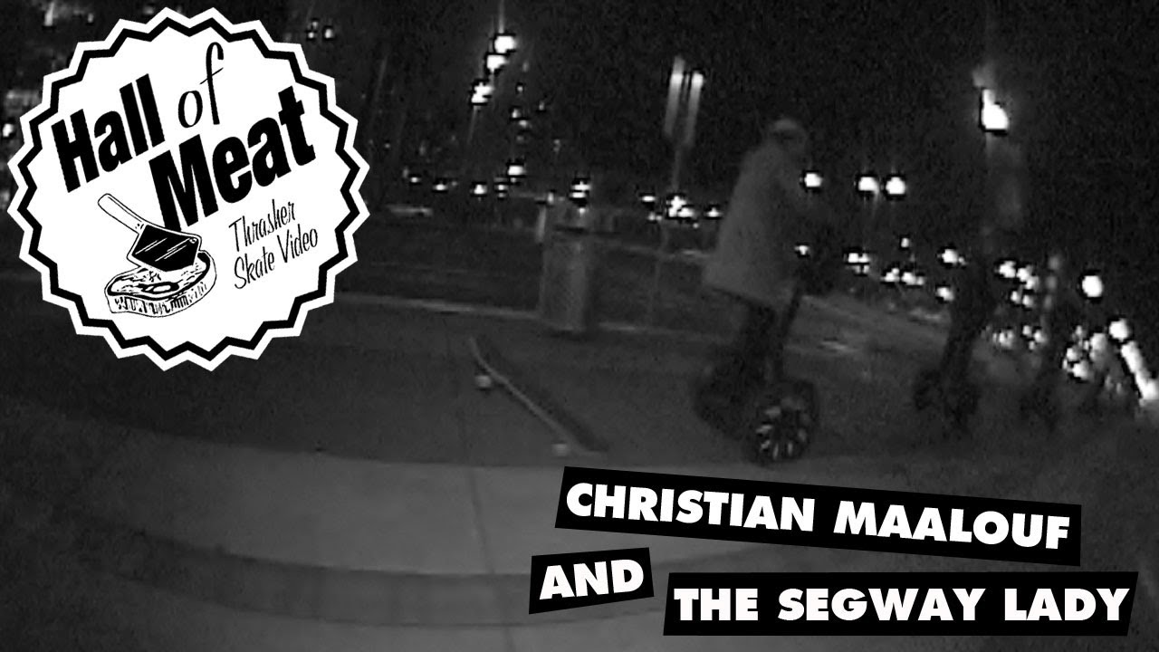 Skateboarder takes out lady on Segway