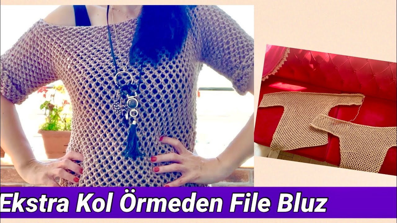3 Yumakla Yarım Kol File Bluz