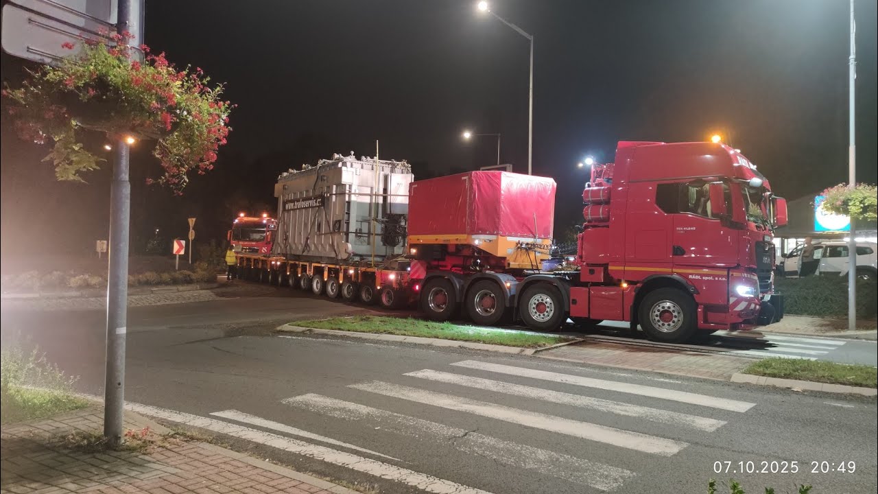 Přeprava transformátoru z Bíliny do Vřesové - Nadměrný náklad / Oversize load / Schwertransport