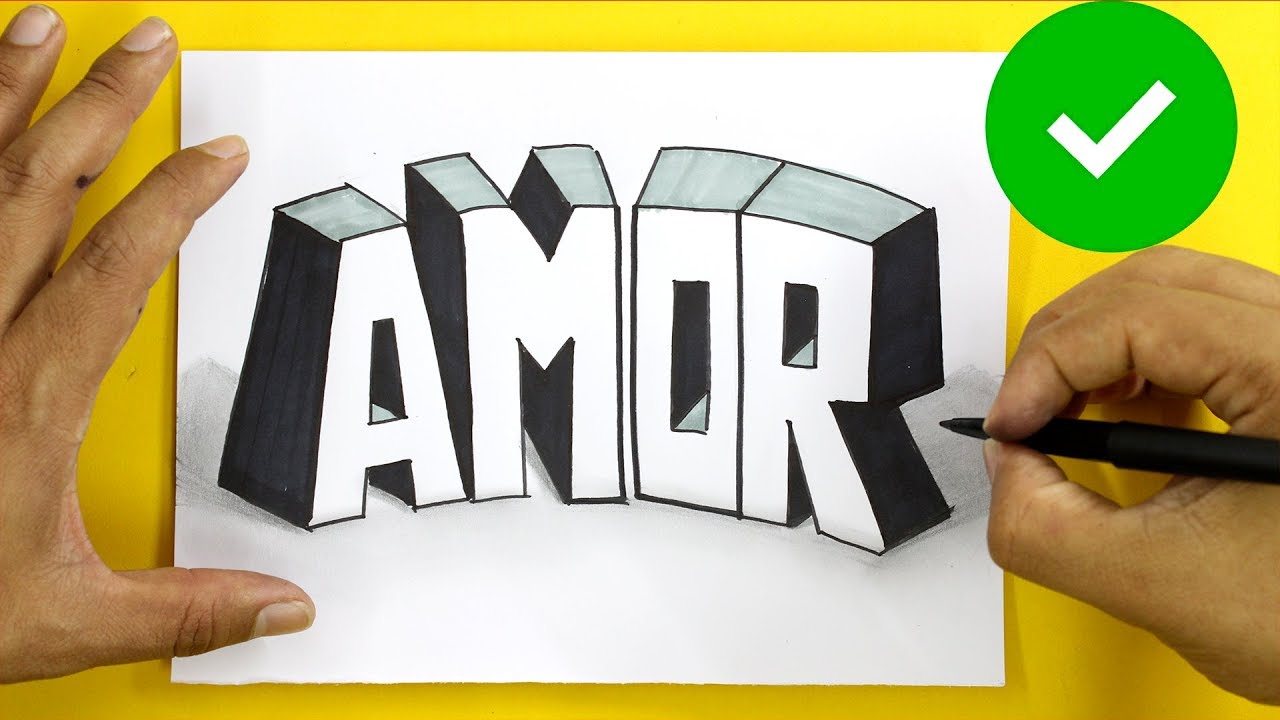 COMO Dibujar letras BONITAS en 3D ❤️ Dibujos de AMOR 3D 💚 How to DRAW 3D Letters
