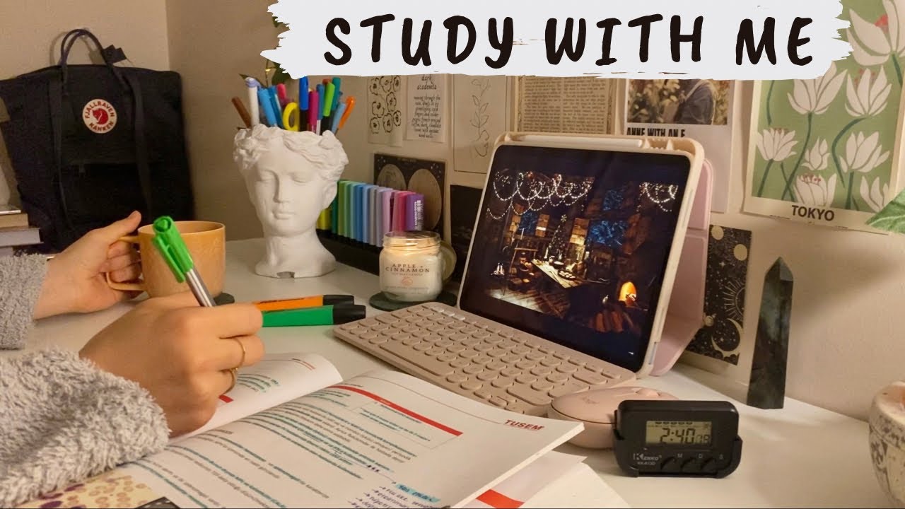 Benimle gece 1 saat ders çalış! Müziksiz, kronometreli, salep, mum ışığı 🕯 Study with me 1 hr, asmr