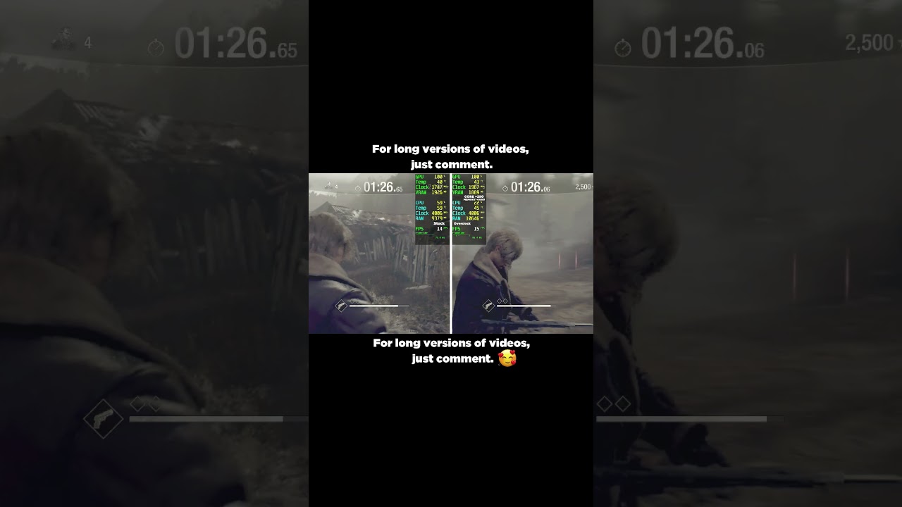 GT 1030 Overclock Vs Stock Resident Evil 4 low fsr ultra performance