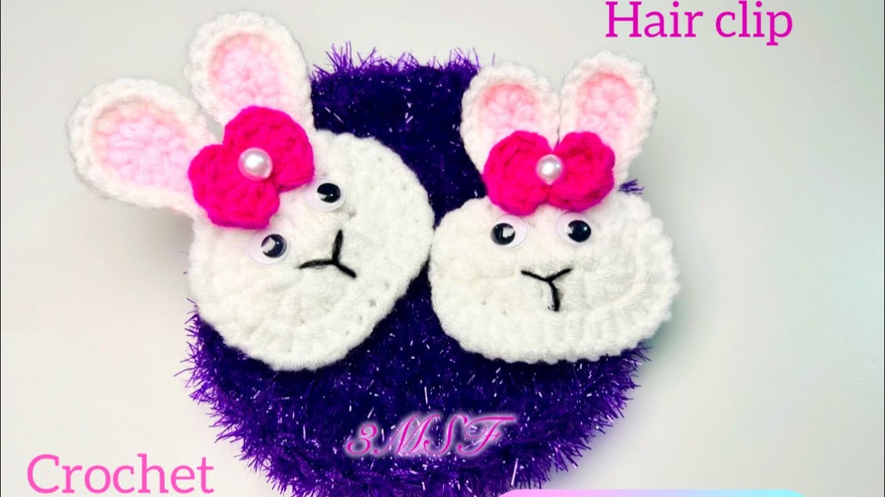 Easter bunny hair clip crochet #bunnyhairclip #easterbunny #crochetbunny