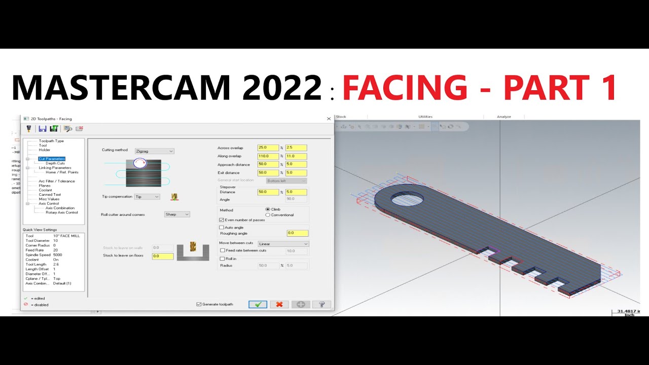 MASTERCAM 2022: FACING PART 1 - WITH HANDS-ON PRACTICAL APPROACH  & TROUBLESHOOTING