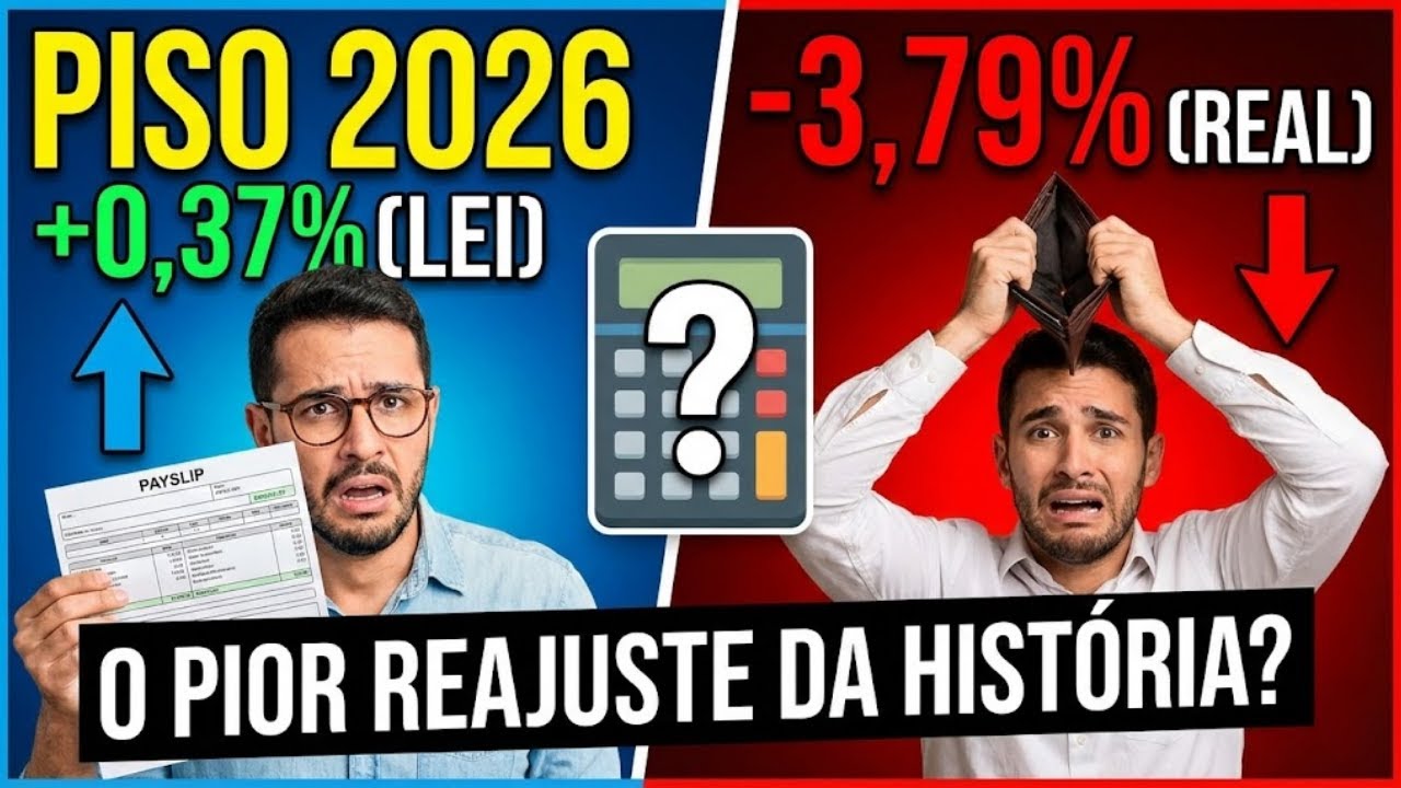 🚨 PISO 2026: Aumento de apenas R$ 16,95? Entenda a Matemática da Perda Real (-3,79%)