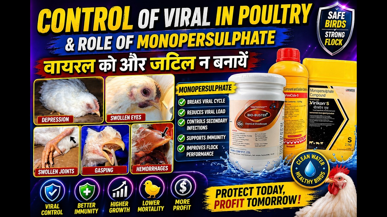 Viral Control in Poultry | Potassium Monopersulphate | Virkon S & Bio Buster Working